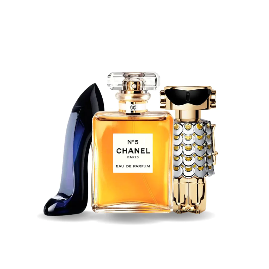Pack de 3 Parfums Carolina Herrera GOOD GIRL, Chanel Nº5 et Paco Rabanne FAME (Eau de Parfum)