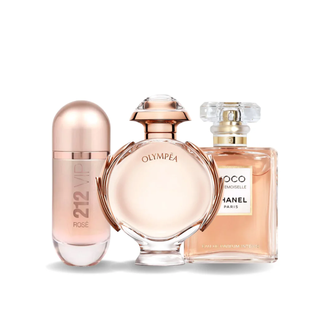 Pack de 3 Parfums Carolina Herrera 212 VIP ROSÉ, Paco Rabanne OLYMPÉA et Chanel COCO MADEMOISELLE (Eau de Parfum)