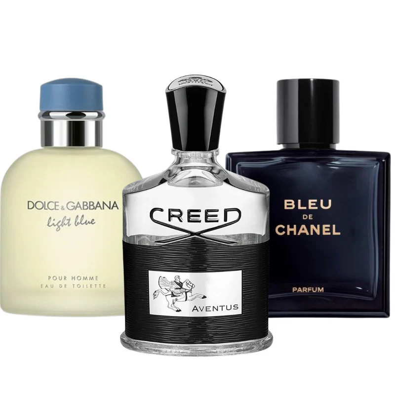 Pack 3 Parfums Bleu de Chanel, Creed Aventus, Dolce Gabbana Light Blue (Eau Parfum)