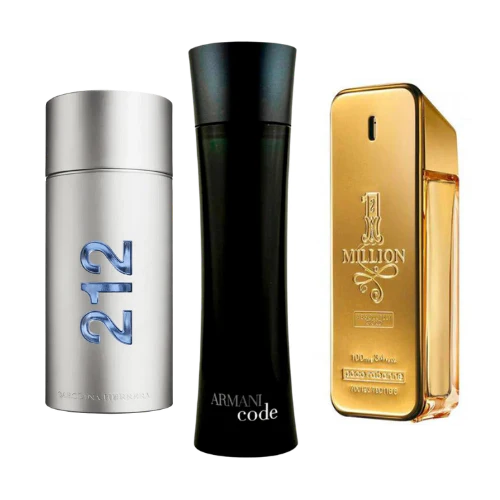 Pack 3 Parfums 212 Men NYC, Paco Rabanne One Million, Armani Code Homme (Eau de Parfum)