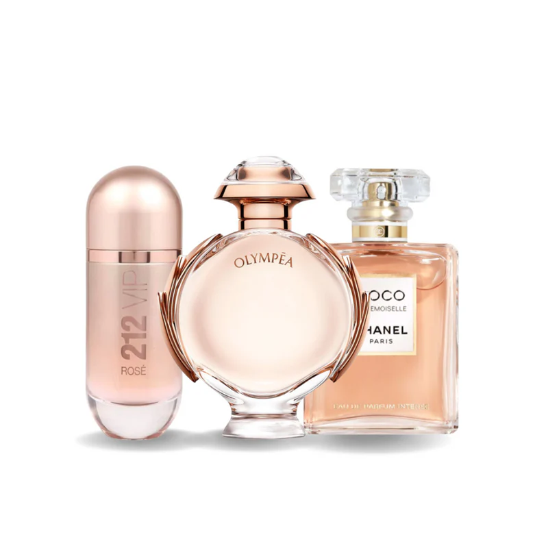 Pack de 3 Parfums Carolina Herrera 212 VIP ROSÉ, Paco Rabanne OLYMPÉA et Chanel COCO MADEMOISELLE (Eau de Parfum)
